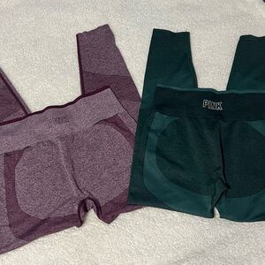 PINK Victoria's Secret seamless Leggings Set - Purple and Green size medium